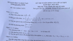 Đề thi vào lớp 10 môn Toán tỉnh Quảng Ninh năm 2022 đầy đủ nhất