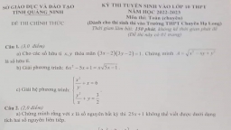 Đề thi vào lớp 10 chuyên Toán THPT Chuyên Hạ Long năm 2022 đầy đủ nhất