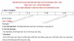 Gợi ý đáp án môn Ngữ văn vào lớp 10 tỉnh Vĩnh Phúc năm 2022 đầy đủ nhất