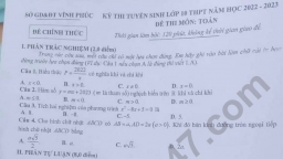 Đề thi vào lớp 10 môn Toán tỉnh Vĩnh Phúc năm 2022 đầy đủ nhất