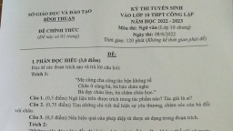 Đề thi vào lớp 10 môn Ngữ văn tỉnh Bình Thuận năm 2022 đầy đủ, chính xác nhất