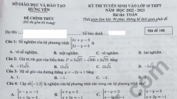 Đề thi môn Toán vào lớp 10 tỉnh Hưng Yên năm 2022 đầy đủ nhất