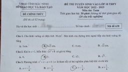 Đề thi môn Toán vào lớp 10 Bắc Ninh năm 2022 đầy đủ nhất
