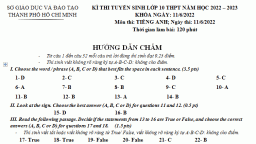 Đáp án chính thức đề thi vào lớp 10 TP.HCM năm 2022 của Sở GD&ĐT