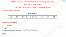 Gợi ý đáp án môn Toán vào lớp 10 Hậu Giang năm 2022 chính xác nhất