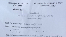 Đề thi môn Toán vào lớp 10 tỉnh Sóc Trăng năm 2022 mới nhất, sớm nhất