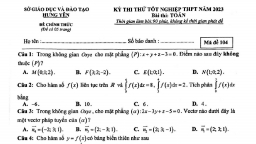 Đề thi thử môn Toán tốt nghiệp THPT 2023 Sở GD&ĐT Hưng Yên có đáp án