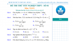 Đề thi thử tốt nghiệp THPT 2023 môn Toán Sở GD&ĐT Bình Dương có đáp án