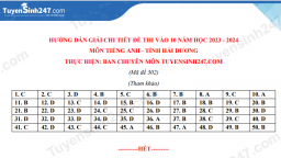 Gợi ý đáp án môn Tiếng Anh vào lớp 10 Hải Phòng năm 2023 tất cả các mã đề