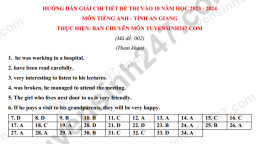 Gợi ý đáp án môn Tiếng Anh vào lớp 10 An Giang năm 2023 các mã đề