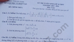 Đề thi môn Toán vào lớp 10 Hà Nam năm 2023 có đáp án nhanh nhất, chuẩn nhất