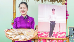 Lâm Vỹ Dạ bày “chiêu” tại phiên chợ Huế: Treo hình con trai để kéo khách