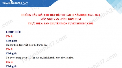 Đề thi, đáp án môn Ngữ văn vào lớp 10 Kon Tum năm 2023