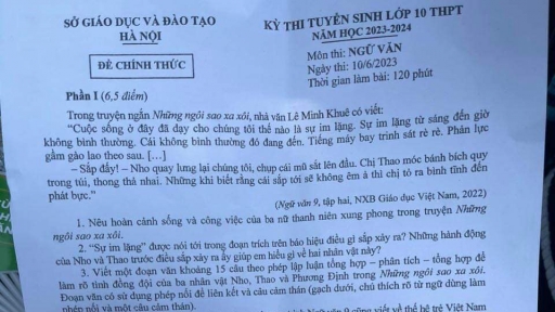 Đề thi môn Ngữ văn vào lớp 10 Hà Nội năm 2023 nóng nhất, mới nhất