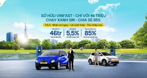 46 triệu đồng sở hữu xe VinFast, lãi suất cố định 5,5% trong 5 năm, nhận ngay 85% chia sẻ doanh số trên Xanh SM Platform