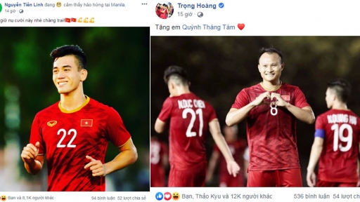 Cầu thủ U22 Việt Nam ăn mừng sau chiến thắng hủy diệt U22 Lào tại SEA Games 30