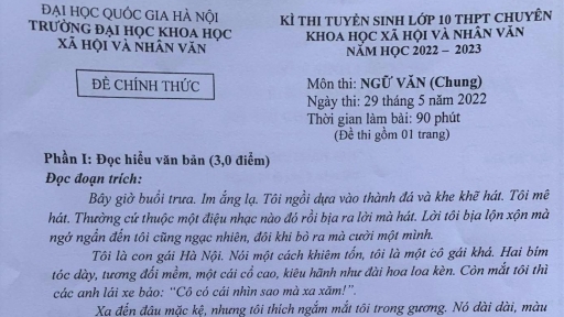 Đề thi Ngữ văn vào lớp 10 Chuyên Khoa học Xã hội và Nhân văn năm 2022 đầy đủ nhất