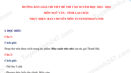 Gợi ý đáp án môn Ngữ văn vào lớp 10 tỉnh Lai Châu 2023 đầy đủ, chính xác nhất