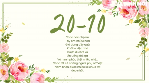 Thiệp hoa chúc mừng 20/10 đẹp nhất, ý nghĩa nhất ngày Phụ nữ Việt Nam