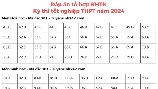 Gợi ý đáp án tổ hợp khoa học tự nhiên tốt nghiệp THPT 2024 tất cả 24 mã đề