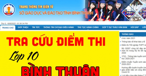 Tra cứu điểm thi tuyển sinh vào lớp 10 tỉnh Bình Thuận năm 2022 nhanh nhất, nóng nhất