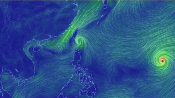   Hiện tại, áp thấp nhiệt đới đang hoạt động trên vùng biển phía Đông Nam Đài Loan ngày 10/9/2018 (Ảnh: Internet)  