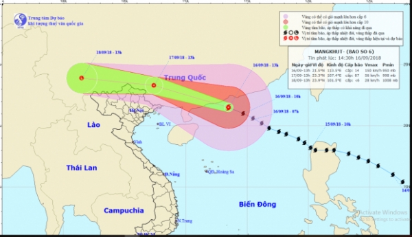   Dự báo vị trí, hướng đi của cơn bão số 6 - Mangkhut  