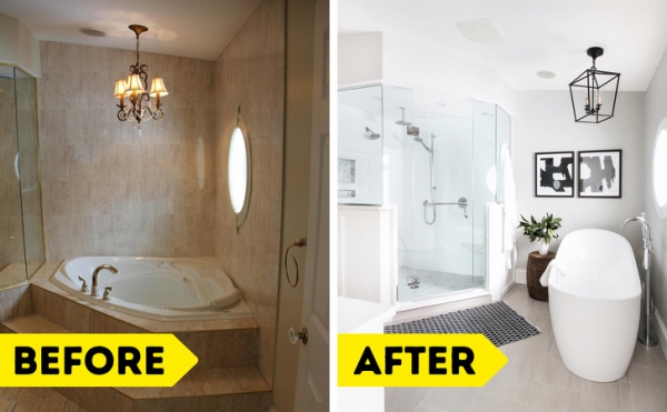   Nếu bạn muốn có một sự thay đổi lớn trong phòng tắm, bạn có thể chọn một thiết kế hoàn toàn khác.  
