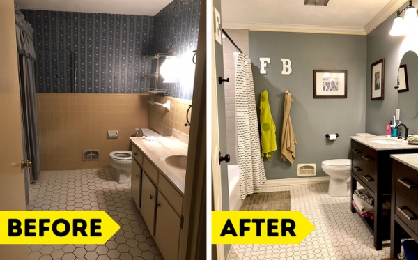   Thay vì những viên gạch tường xấu xí, hãy thay nó bằng một màu ngọc trai mờ, nó sẽ làm nhà tắm của bạn sạch sẽ và sang trọng hơn.  