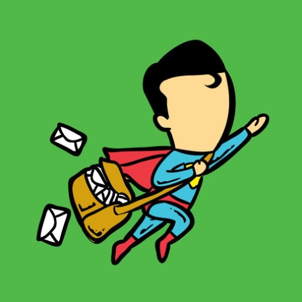   Superman không bao giờ sợ bị kẹt xe. Anh hùng này rất phù hợp với nghề đưa thư.  
