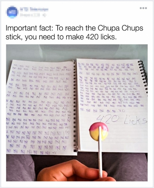   Để được ăn cây kẹo Chupa Chups này, bạn cần thực hiện 420 lần gạch  