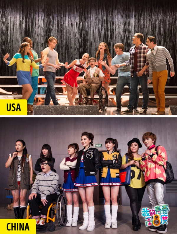   Khi chúng ta nghe từ “âm nhạc”, điều đầu tiên đến với tâm trí chúng ta là Glee . Câu chuyện tập trung vào cuộc thi chương trình hợp xướng tại trường trung học William McKinley và câu lạc bộ vui mừng của nó. Khi phiên bản Trung Quốc của chương trình, My Youth High 8 Degrees đã được công bố, rất nhiều người hâm mộ Glee ở Trung Quốc và trên thế giới đã cáo buộc Glee . Do đó, chương trình kết thúc ngay sau khi nó được phát sóng.  
