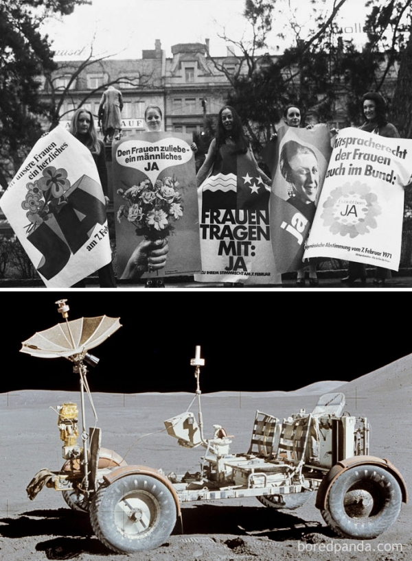   Phụ nữ Thụy Sĩ có quyền bầu cử cùng năm Hoa Kỳ lái một con Buggy trên mặt trăng năm 1971  