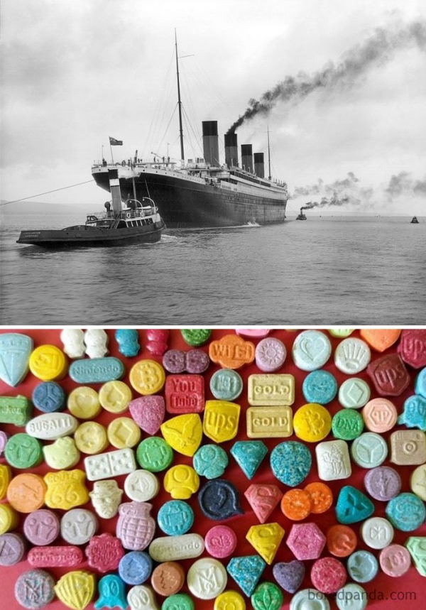   Con Tàu Titanic chìm vào năm 1912 trên hành trình xuống Bắc Đại Tây Dương. Cùng năm này, những viên thuốc Ecstasy đầu tiên của gã hổng lồ dược phẩm Merck được sản xuất nhẳm ngăn chặn chảy máu bất thường. Tuy nhiên đến năm 1975, các hiệu ứng thần kinh của thuốc bắt đầu được nghiên cứu nghiêm túc, bởi nó thường gây ra ảo giác.  
