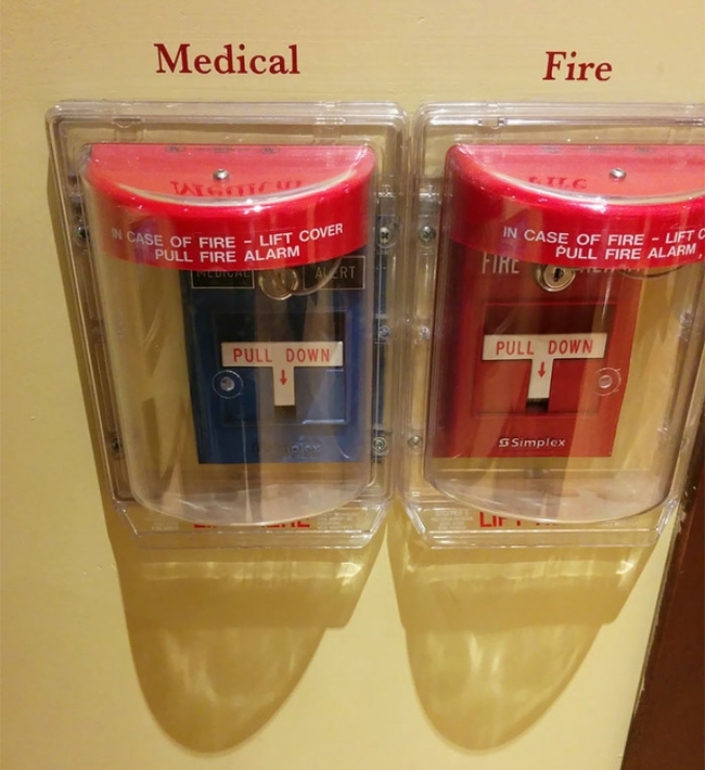 Các nút khác nhau để được trợ giúp y tế và báo cháy