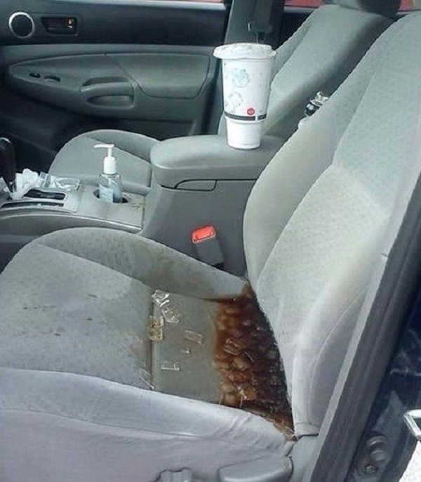 Đã nói là đừng mang nước lên ô tô còn không nghe