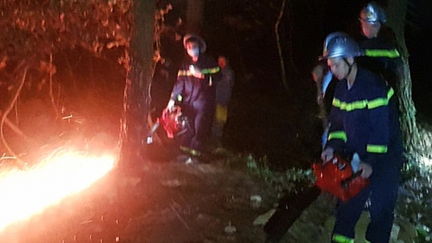 Hơn 350 người xuyên đêm dập tắt đám cháy rừng ở huyện Sóc Sơn - Hà Nội