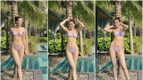 Hết quần siêu ngắn, HH Đỗ Thị Hà lại tung ảnh bikini siêu nhỏ