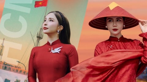Nghệ sĩ Việt diện áo dài đỏ rực rỡ mừng Quốc khánh 2/9