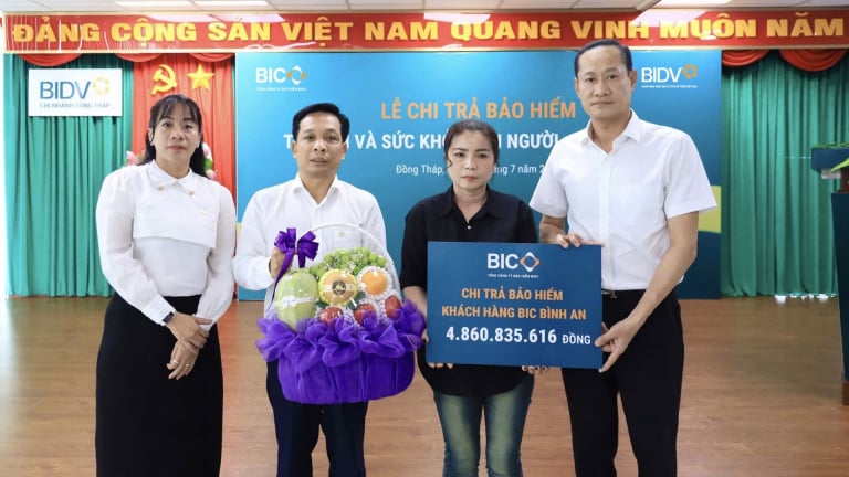 BIC chi trả hơn 4,8 tỷ đồng quyền lợi bảo hiểm BIC Bình An cho khách hàng BIDV Đồng Tháp