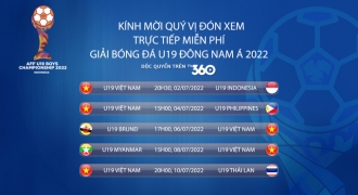 TV360 phát sóng Giải vô địch bóng đá U19 Đông Nam Á 2022