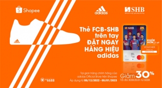 Giảm 30% khi mua sản phẩm Adidas bằng Thẻ thể thao SHB-FCB MASTERCARD