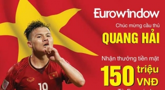 Cầu thủ Quang Hải nhận thưởng nóng từ Eurowindow trong trận bán kết lượt về Việt Nam – Philippines