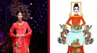 Thiết kế quốc phục “Bàn thờ” cho Hoàng Thùy gây tranh cãi dữ dội