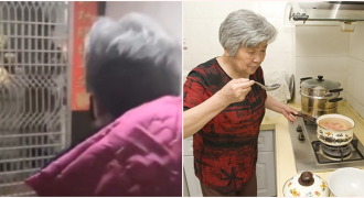 Mẹ già khóc nghẹn khi đưa thức ăn cho con trong phòng cách ly