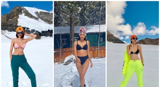 Phạm Hương, Kỳ Duyên, Minh Triệu… bất chấp giá lạnh mặc bikini giữa trời tuyết