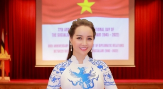 Diễn viên Mai Thu Huyền dịu dàng với áo dài của NTK Vũ Thảo Giang