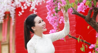 Mặc áo dài đón xuân, doanh nhân Ngô Thị Kim Chi gây chú ý ngày cận Tết