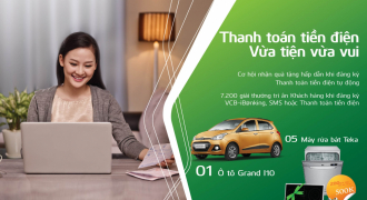 Cơ hội trúng thưởng xe ô tô khi thanh toán tiền điện, sử dụng VCB-iB@nking, SMS chủ động của Vietcombank