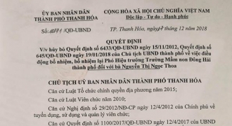 TP. Thanh Hóa hủy bỏ quyết định bổ nhiệm 3 Phó Hiệu trưởng Mầm non